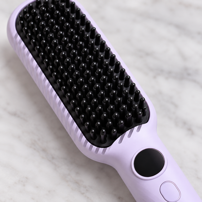 💜 Frizz-Free | Heated Straightening Brush Comb | Lavender Smooth Glow