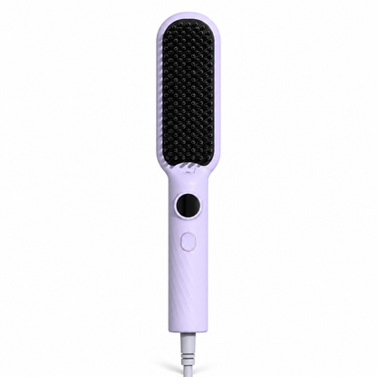 💜 Frizz-Free | Heated Straightening Brush Comb | Lavender Smooth Glow