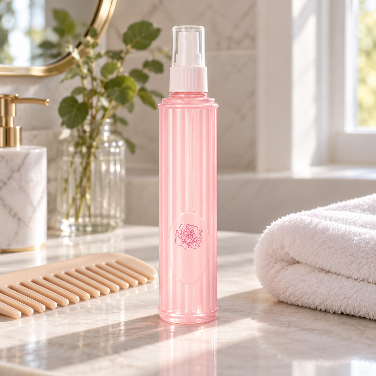 🌸 Frizz-Control | Nourishing Leave-In Hair Spray | Pink Rose Glow