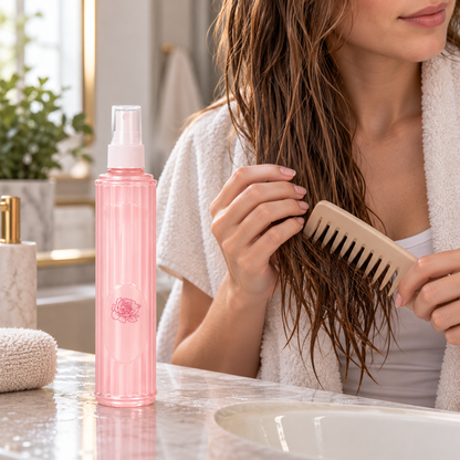 🌸 Frizz-Control | Nourishing Leave-In Hair Spray | Pink Rose Glow