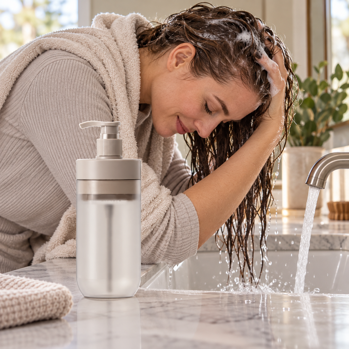 🤍 Scalp-Refreshing | Nourishing Daily Hair Wash | Frosted Bottle Glow