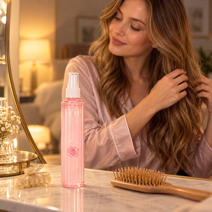 🌸 Frizz-Control | Nourishing Leave-In Hair Spray | Pink Rose Glow