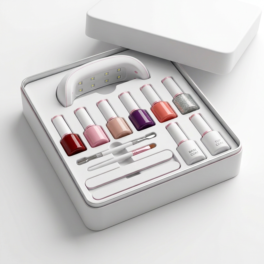 Complete gel nail kit white background full set
