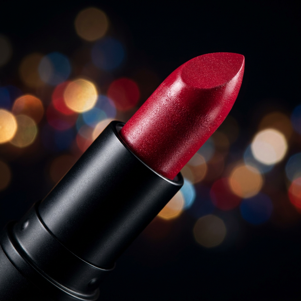 Velvet Noir Matte Lipstick macro close-up on black background