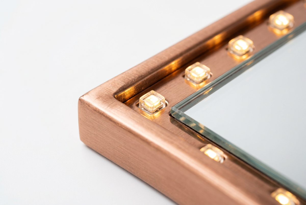 Square LED bulb close-up detail shot